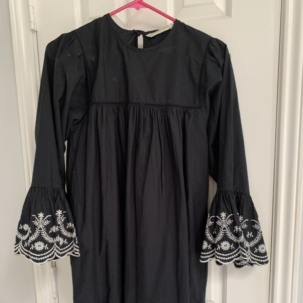 Zara Black Dress with white trim